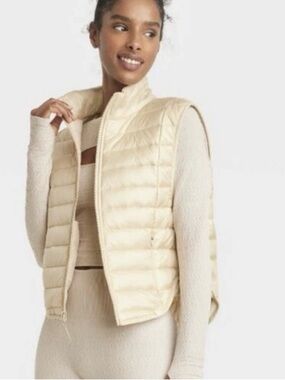 JoyLab Cream Quilted Puffer Vest Worn Once